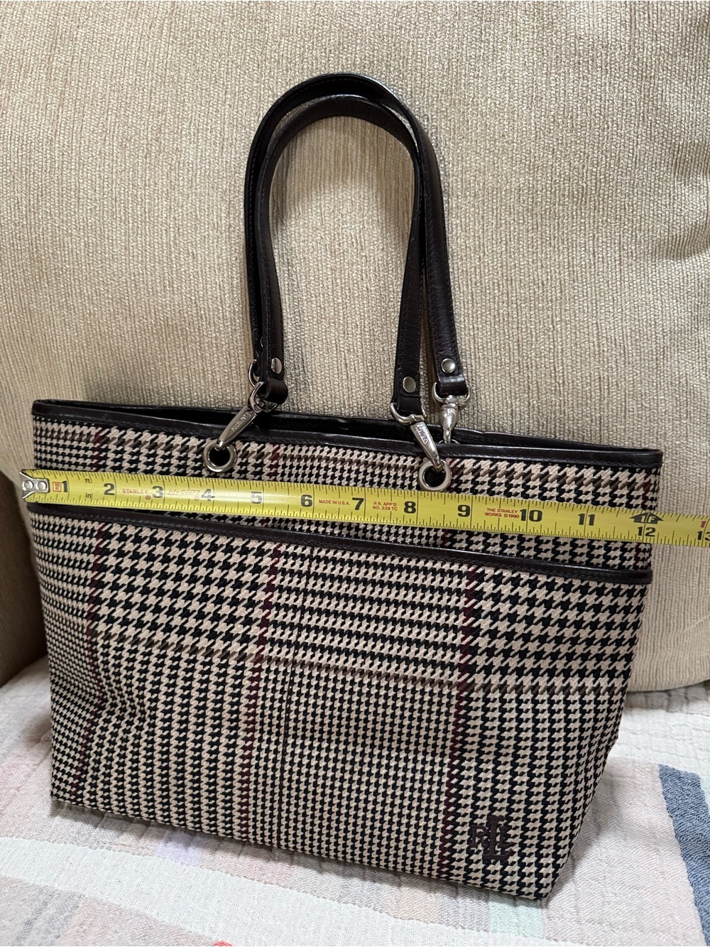 VTG Ralph Lauren Brown Houndstooth Tote Bag